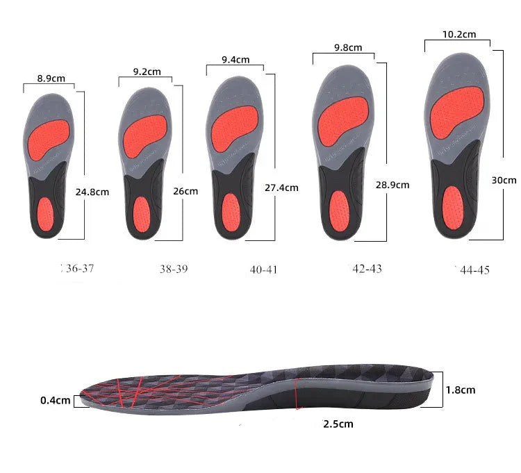 Palmilhas Esportivas Antiderrapantes com Suporte de Arco