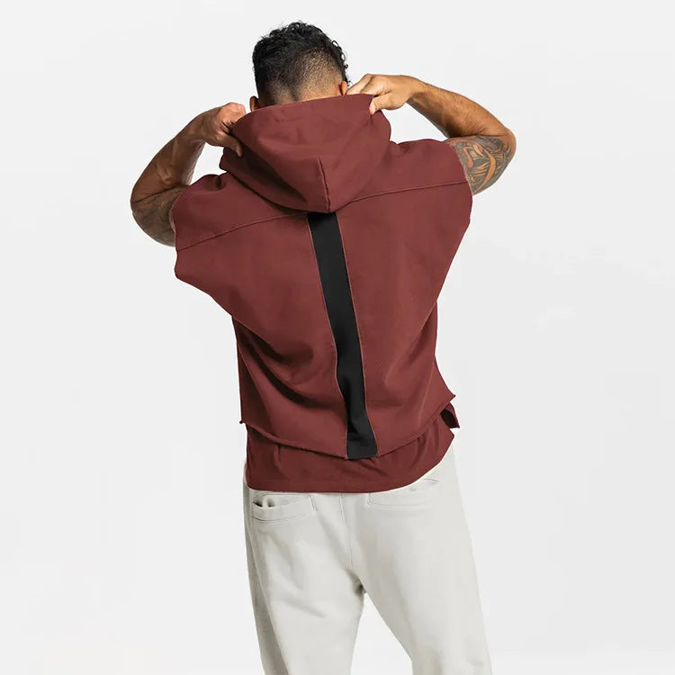 Colete Esportivo de Algodão Masculino Com Capuz